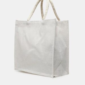White Jute Tote Bag